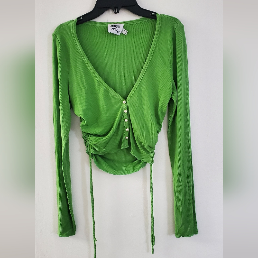 Princess Polly Crop Adjustable Length Cardigan Pearl Buttons
